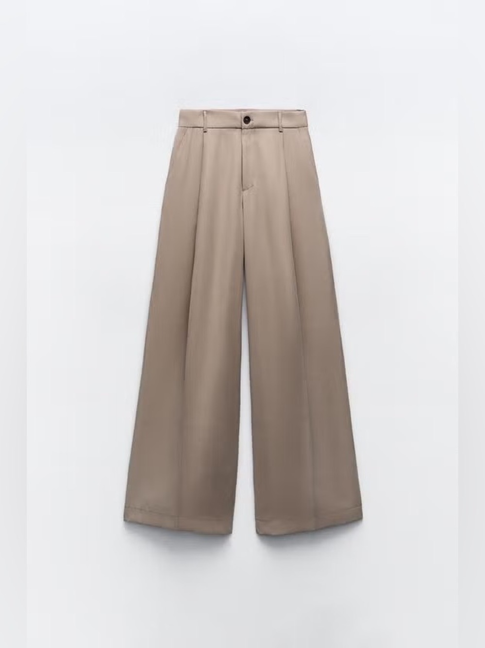 Zara Wide Leg High Waist Pants in Taupe